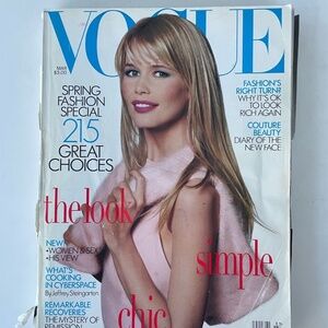 RARE March 1995 Vogue Magazine with Claudia Schiffer by Steven Meisel